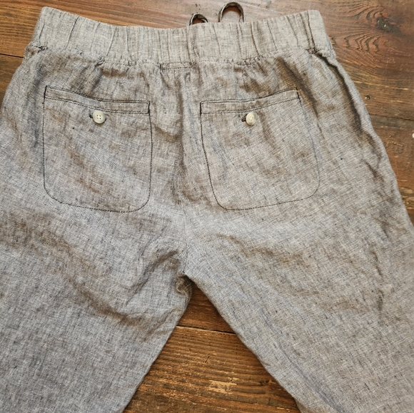 Athleta Bali Linen Jogger Pant Drawstring Cuffed Hem Ankle Crop Gray. 6 - Picture 2 of 7